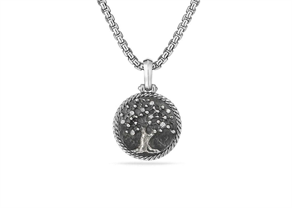 Rhodium Plated CZ Studded Tree Of Life Pendant